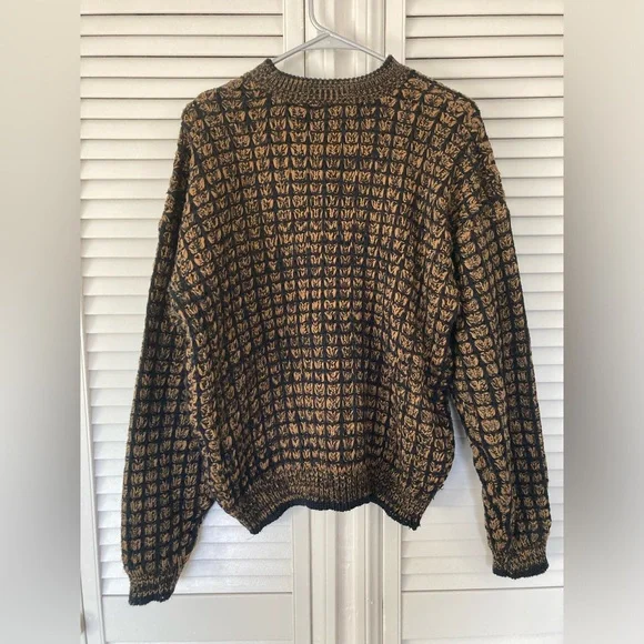 Vintage Anchor Blue Men Size Large Crewneck Sweater Textured 3D Knit 80's Retro - Picture 3 of 11